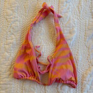 Starfit pink and orange halter bikini top size L